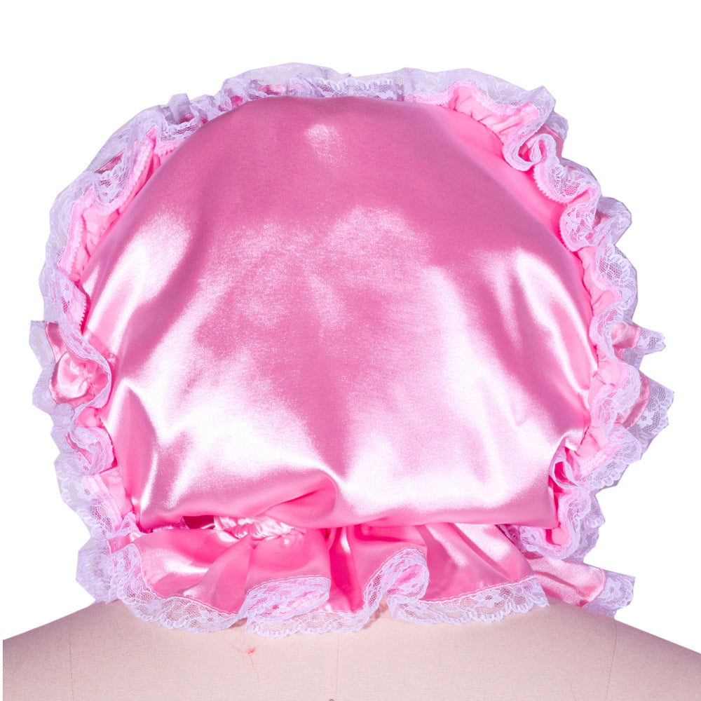 schwarze Kapuze aus rosa Satin B001