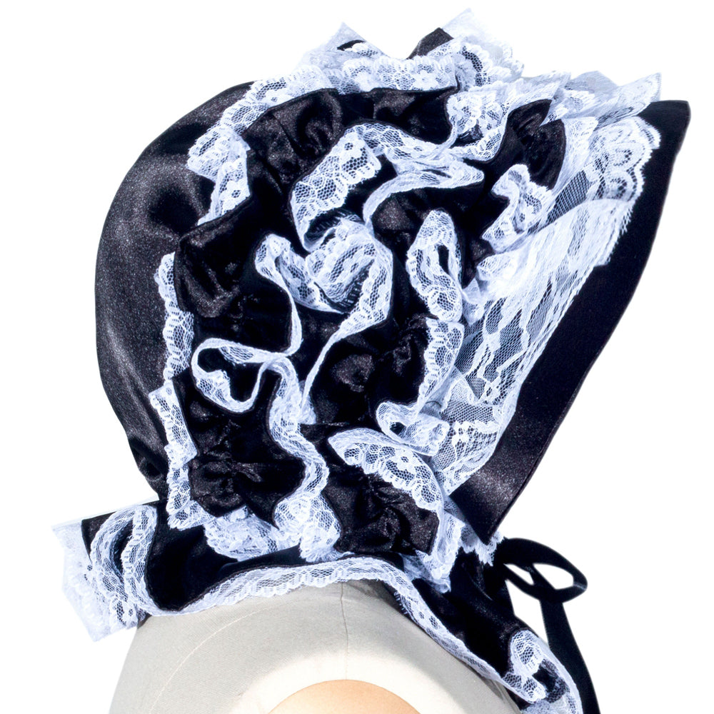 schwarze Kapuze aus rosa Satin B001
