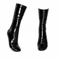 black glossy pvc thigh high stockings sissy maid fashion accessory