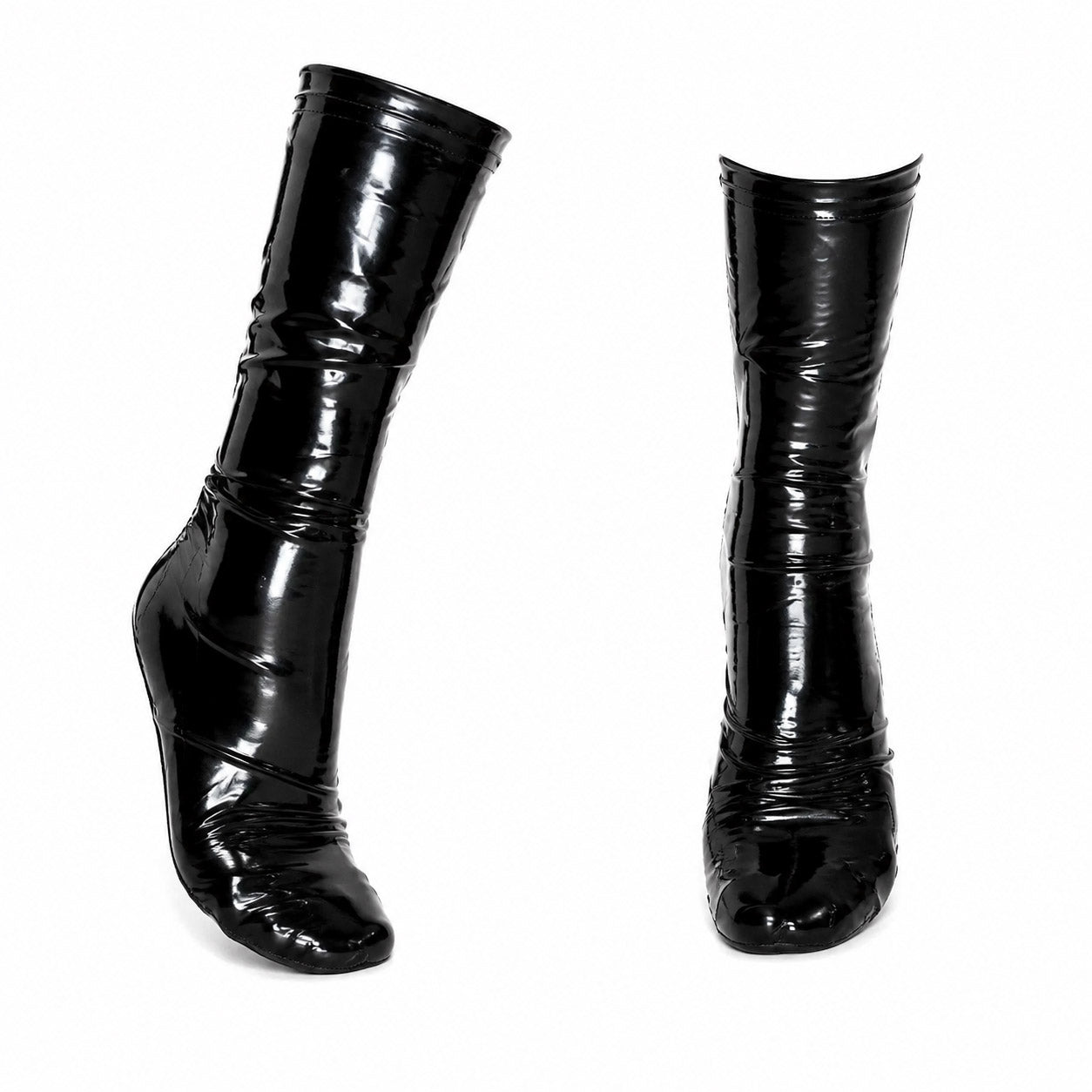 black glossy pvc thigh high stockings sissy maid fashion accessory