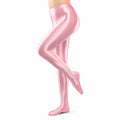 pink satin shiny thigh high stockings for sissy maid outfit socks