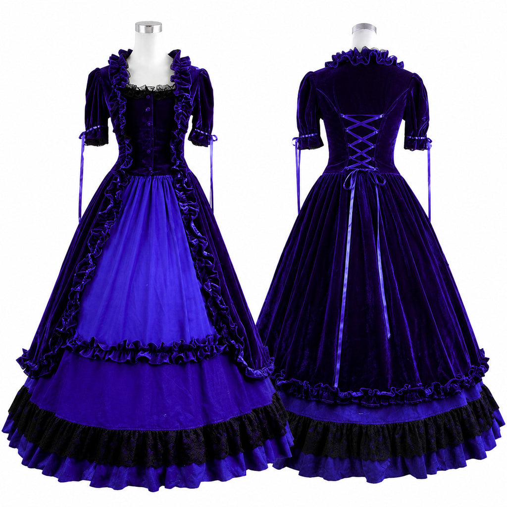 Purple Gothic Victorian Sissy Maid Dress CK1385