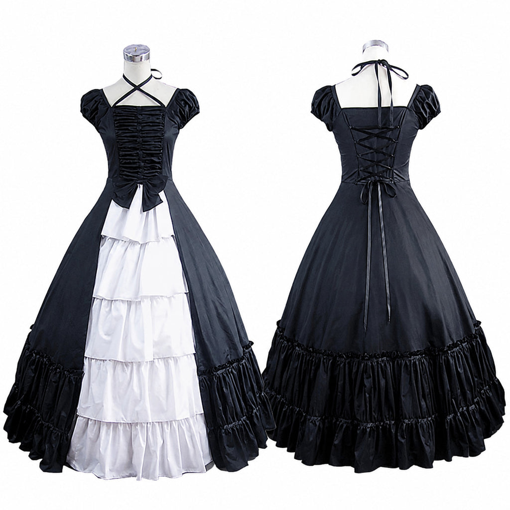 Black and White Sissy Maid Dress with Ruffled Skirt CK1393