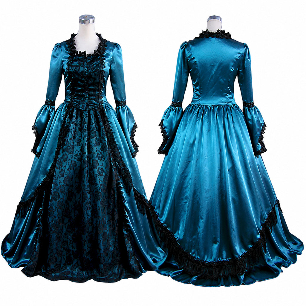 Teal Gothic Victorian Lace Ball Gown Dress CK1394