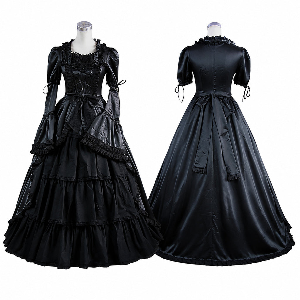 Black Gothic Victorian Lace-Up Ball Gown CK1407