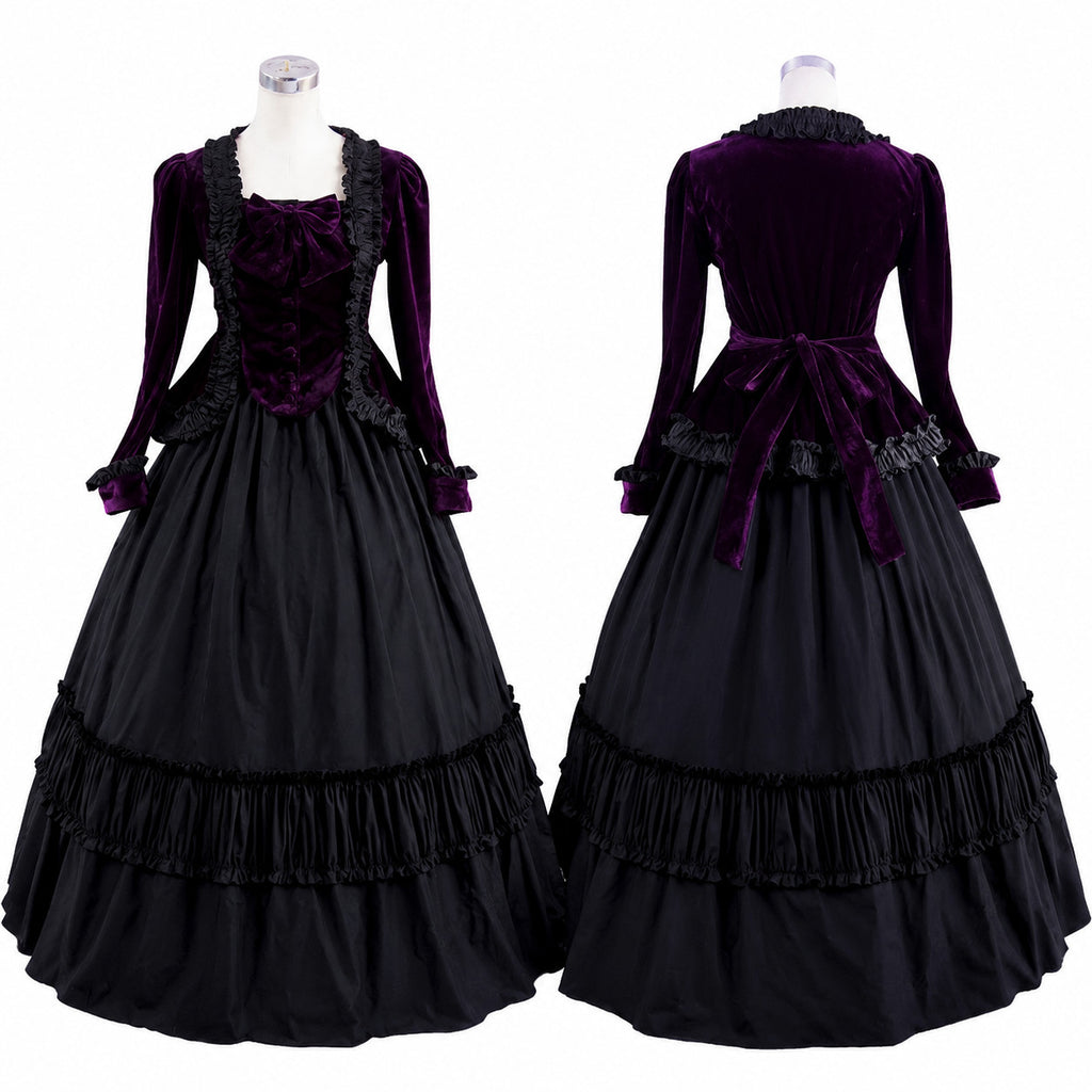 Purple Black Gothic Sissy Maid Dress CK1423