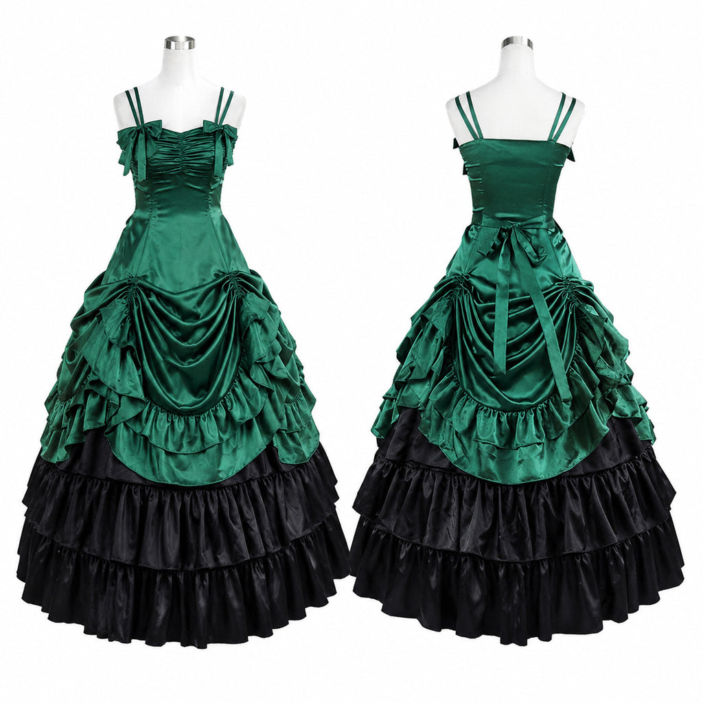Emerald Green and Black Gothic Ball Gown CK1444