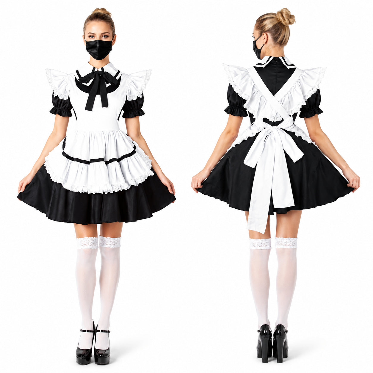 schwarzes Baumwollkleid CK432