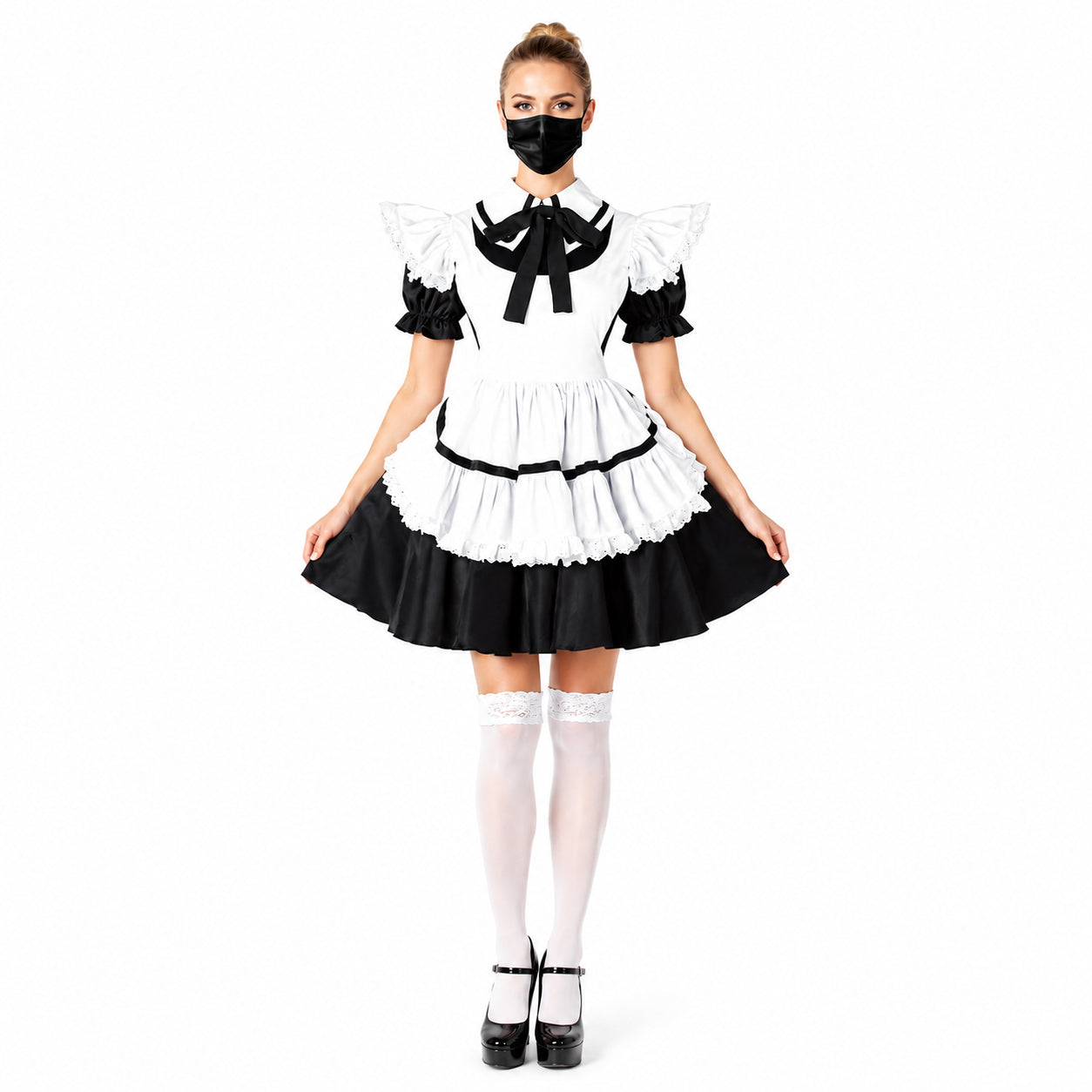 schwarzes Baumwollkleid CK432