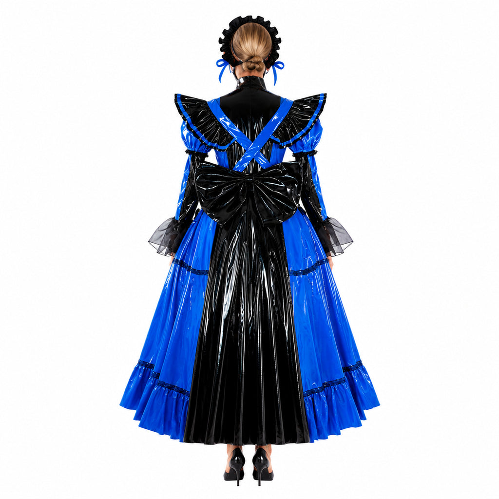 blaues enges PVC-Kleid CK791