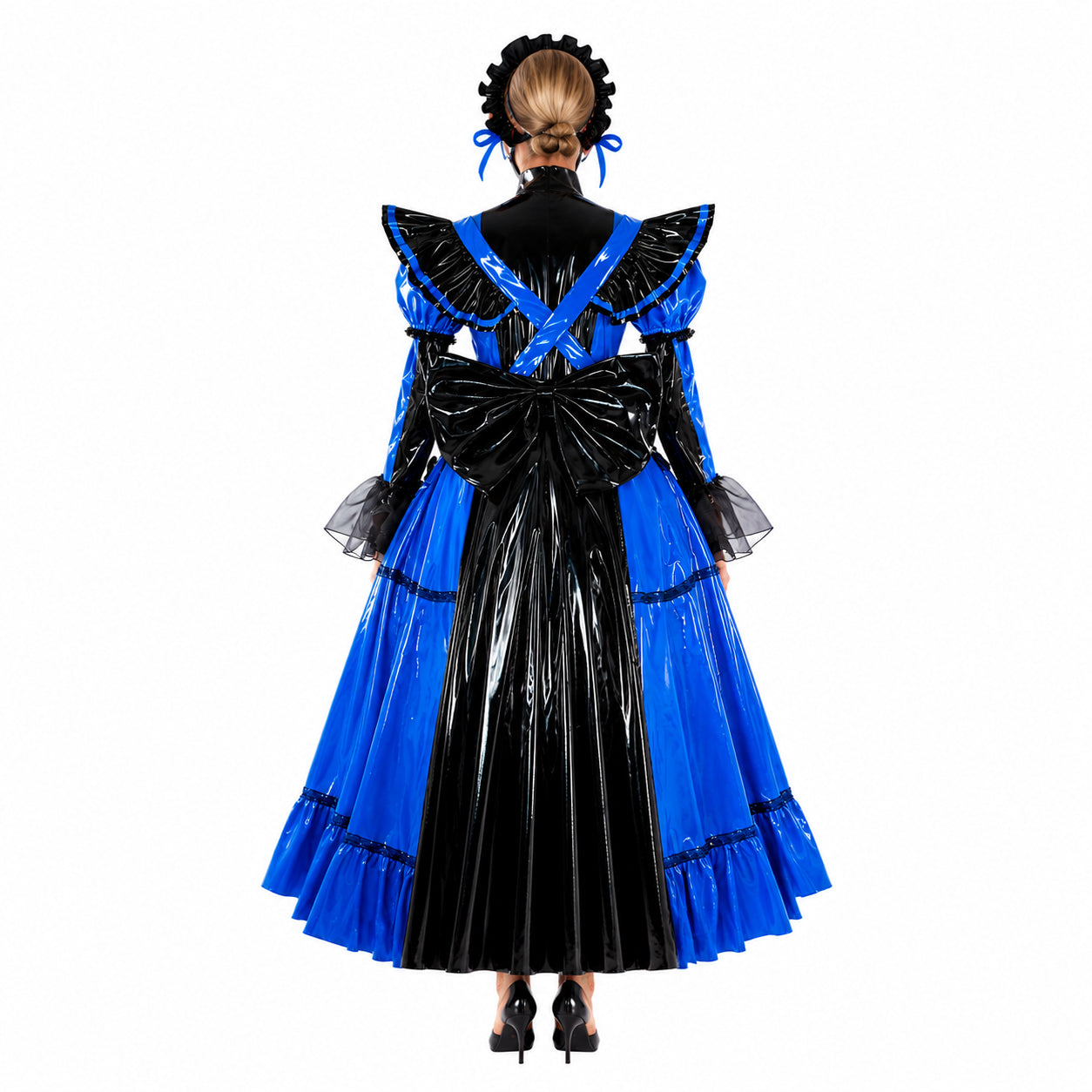 blaues enges PVC-Kleid CK791