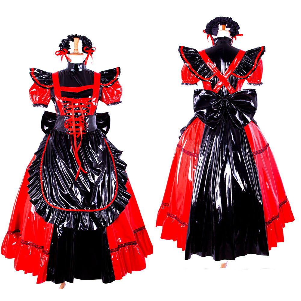 rotes enges PVC-Kleid CK792