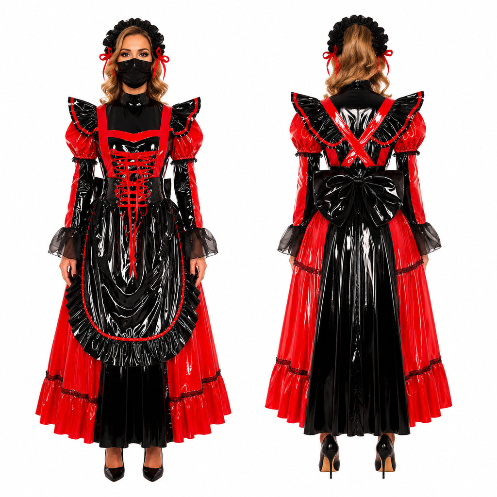 rotes enges PVC-Kleid CK792