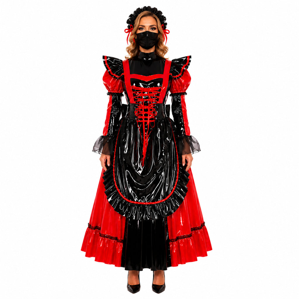 rotes enges PVC-Kleid CK792