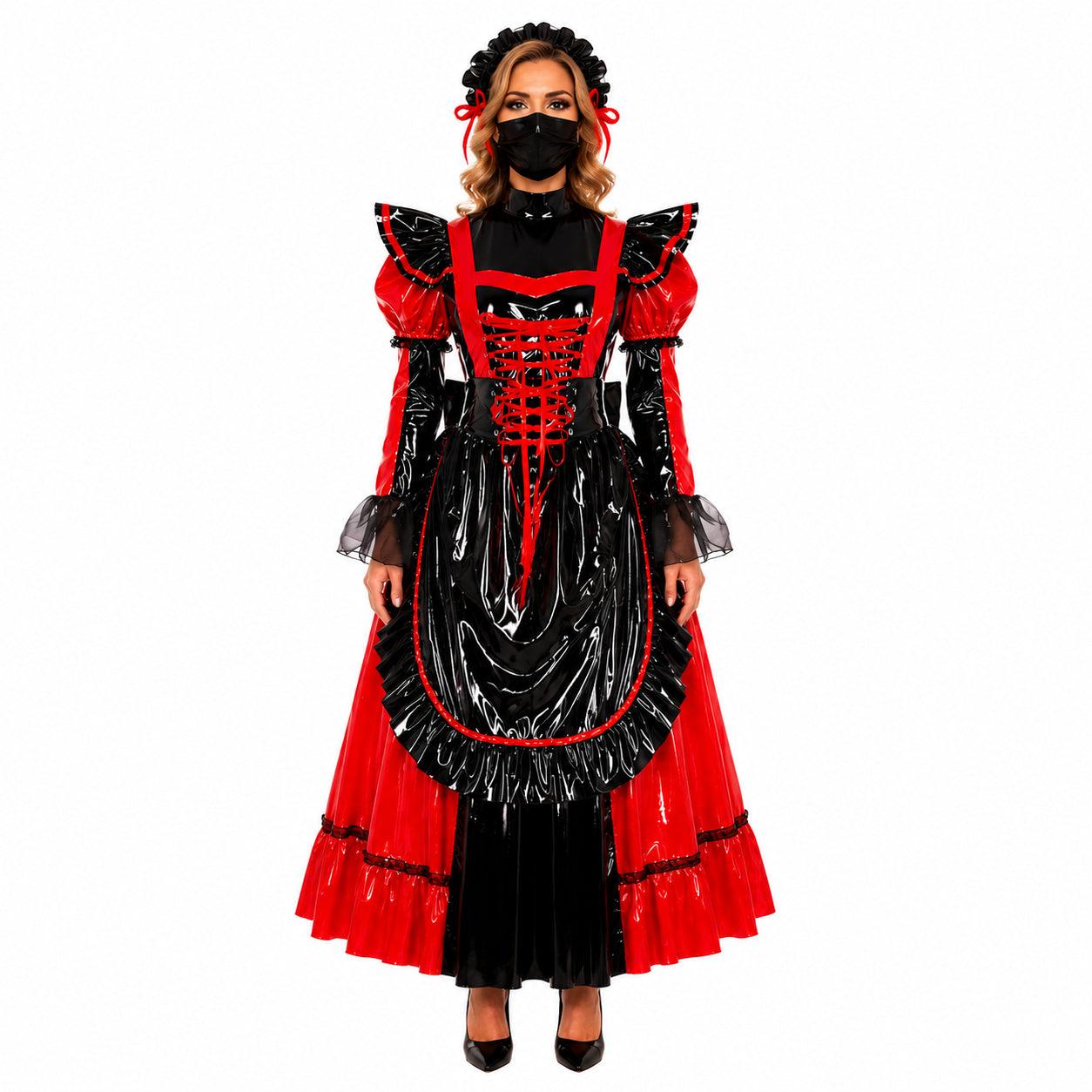 rotes enges PVC-Kleid CK792