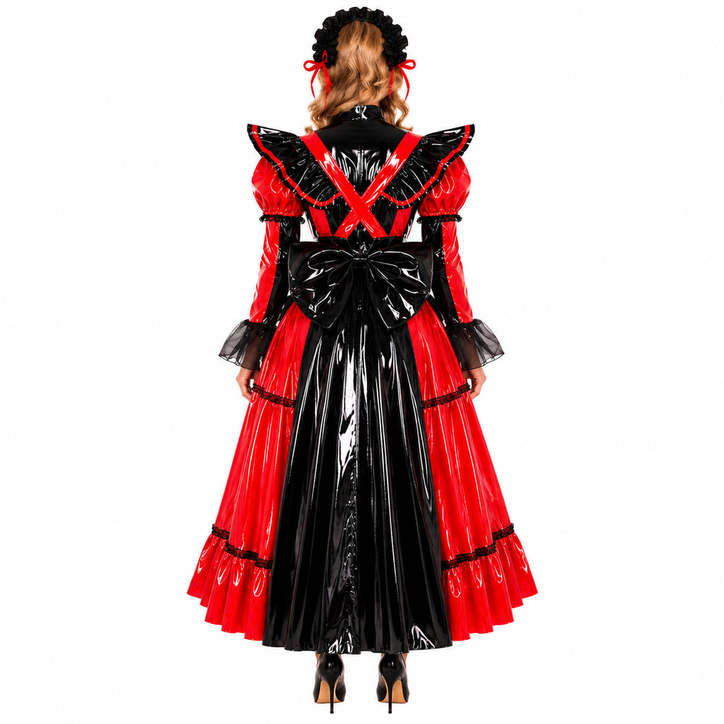 rotes enges PVC-Kleid CK792