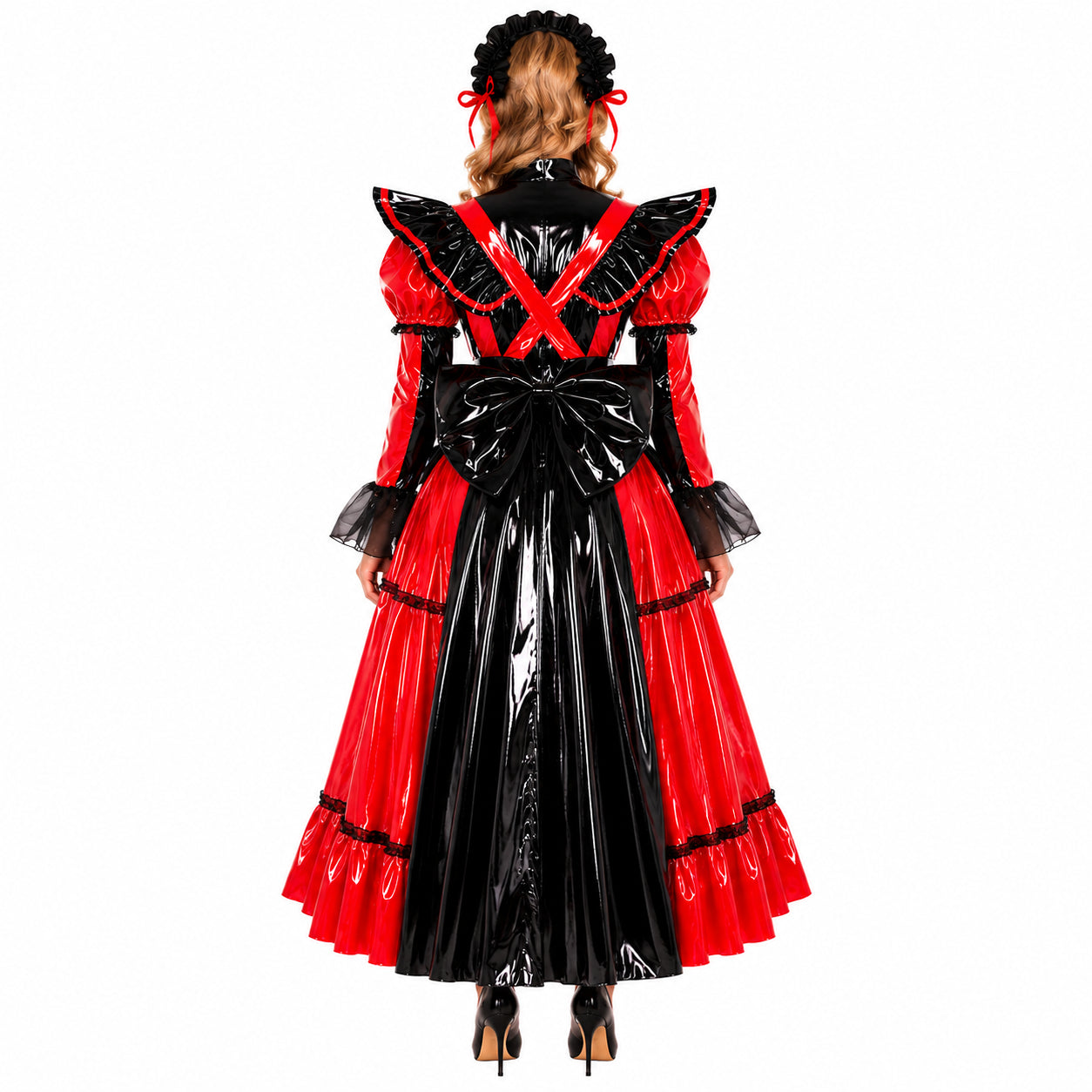rotes enges PVC-Kleid CK792