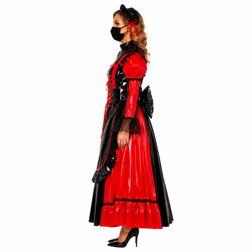 rotes enges PVC-Kleid CK792