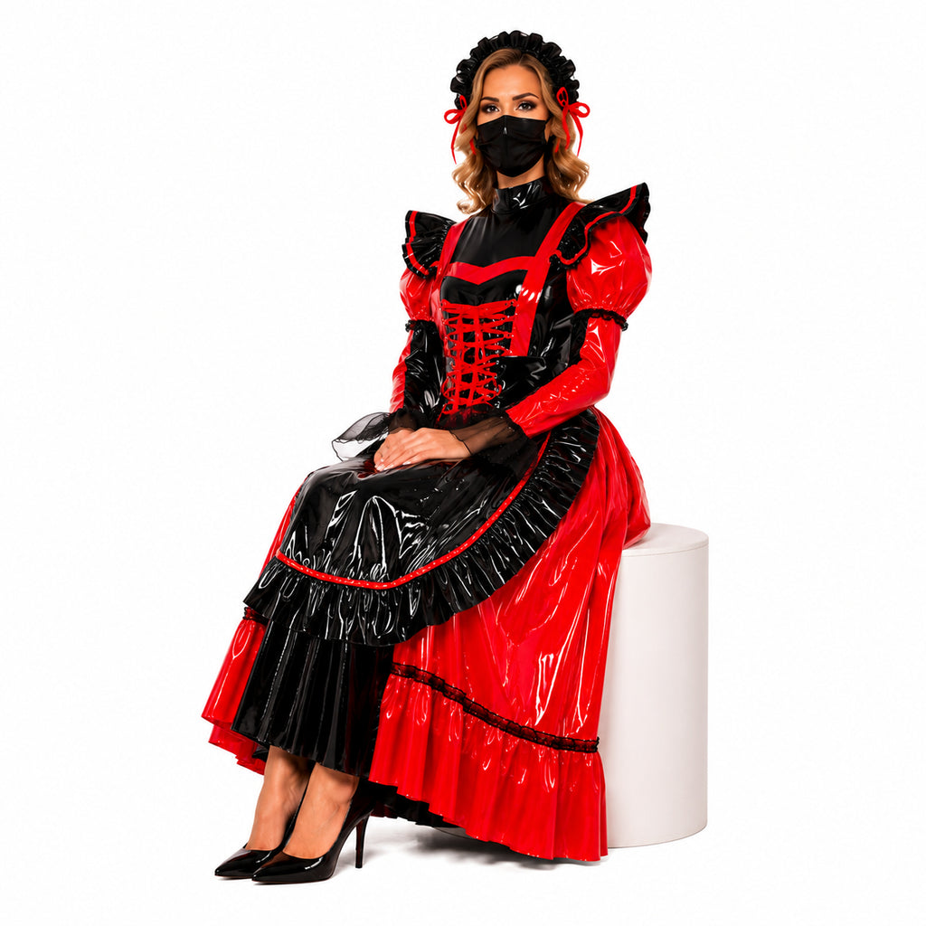 rotes enges PVC-Kleid CK792