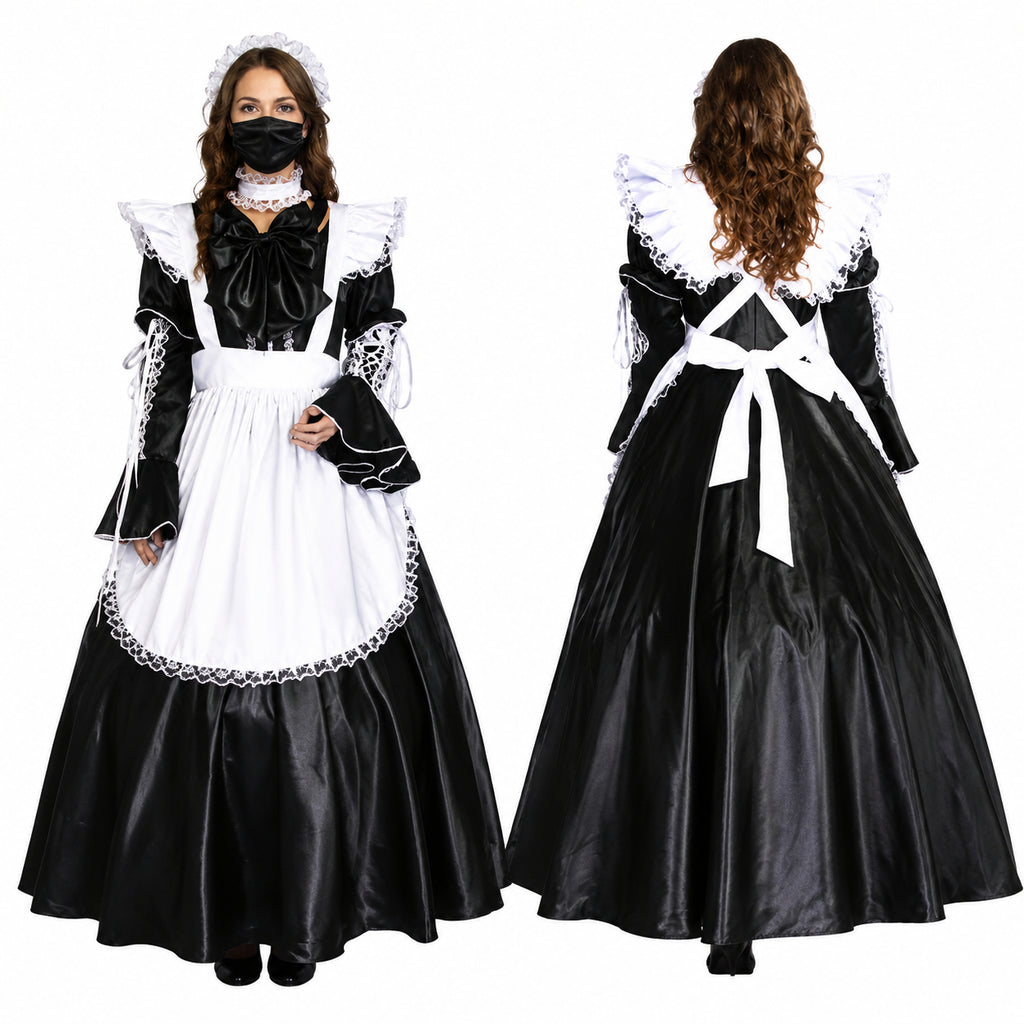 schwarzes Satinkleid CK807