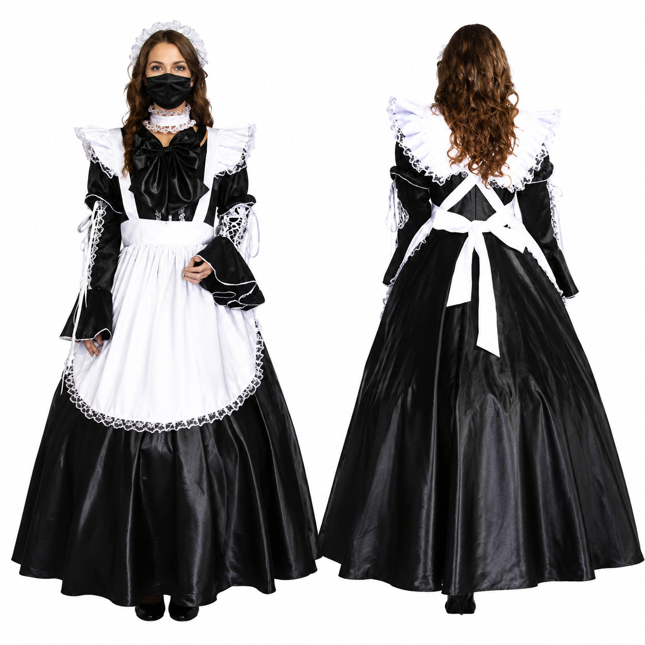 schwarzes Satinkleid CK807