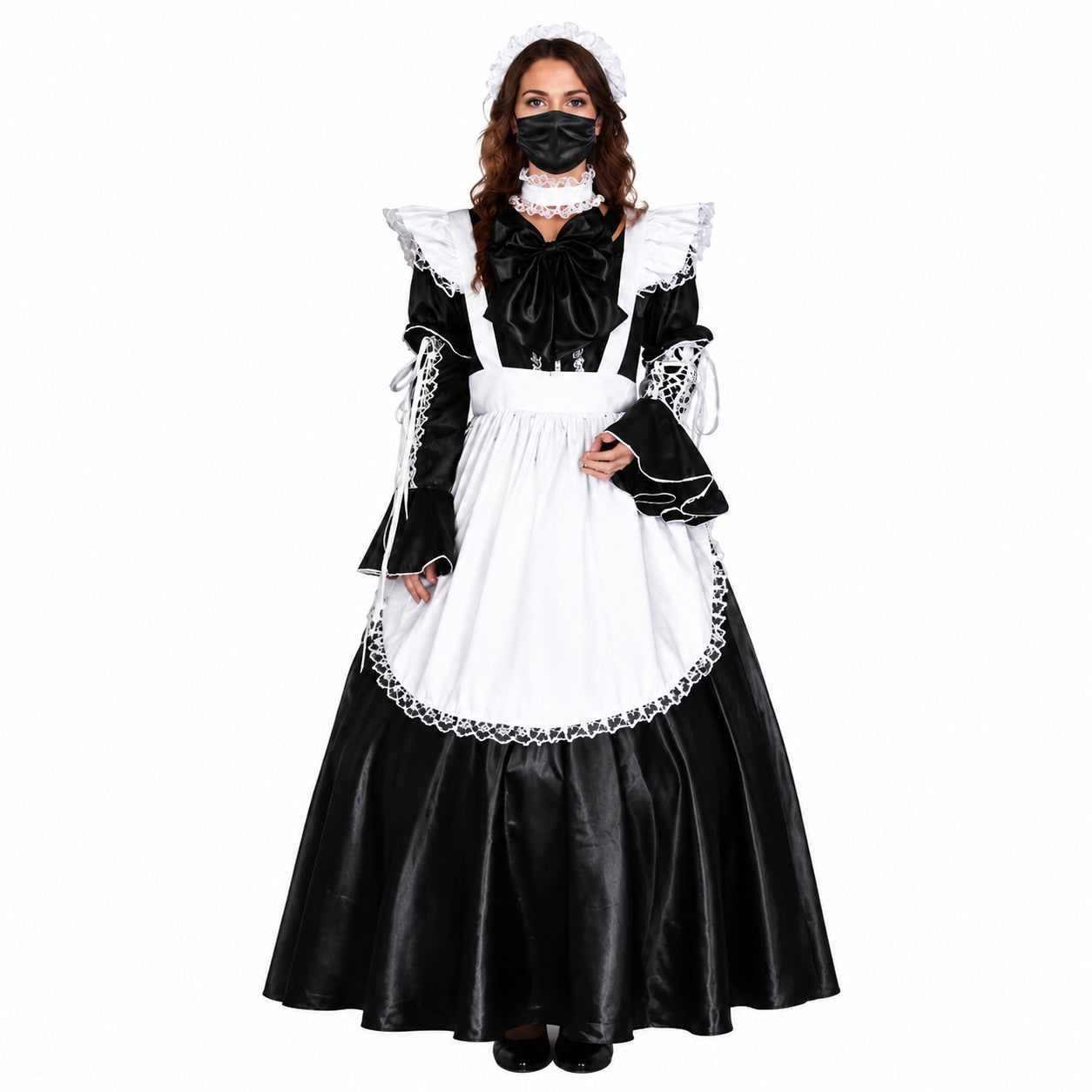 schwarzes Satinkleid CK807