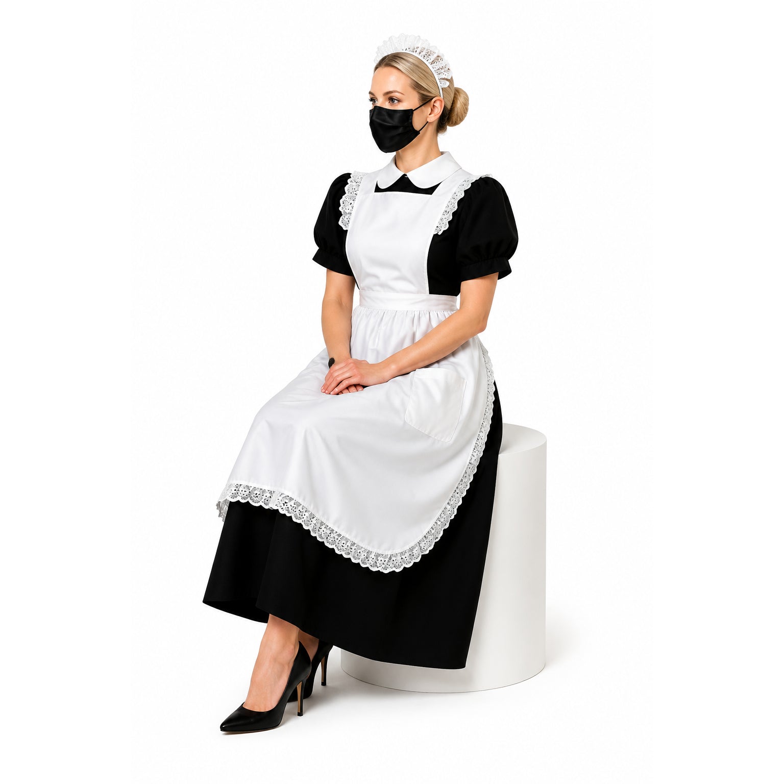schwarzes Baumwollkleid CK816