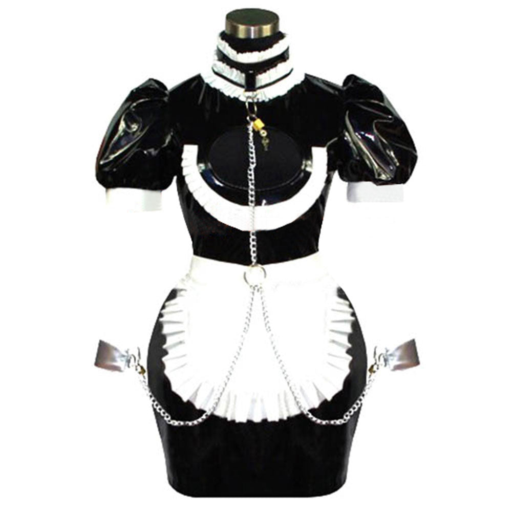 schwarzes, schweres PVC-Kleid CK844