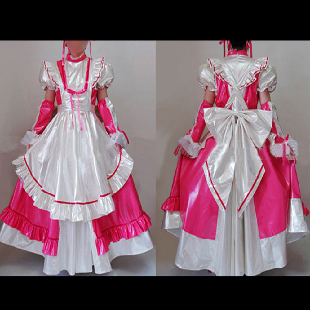 heißpinkes enges PVC-Kleid CK905