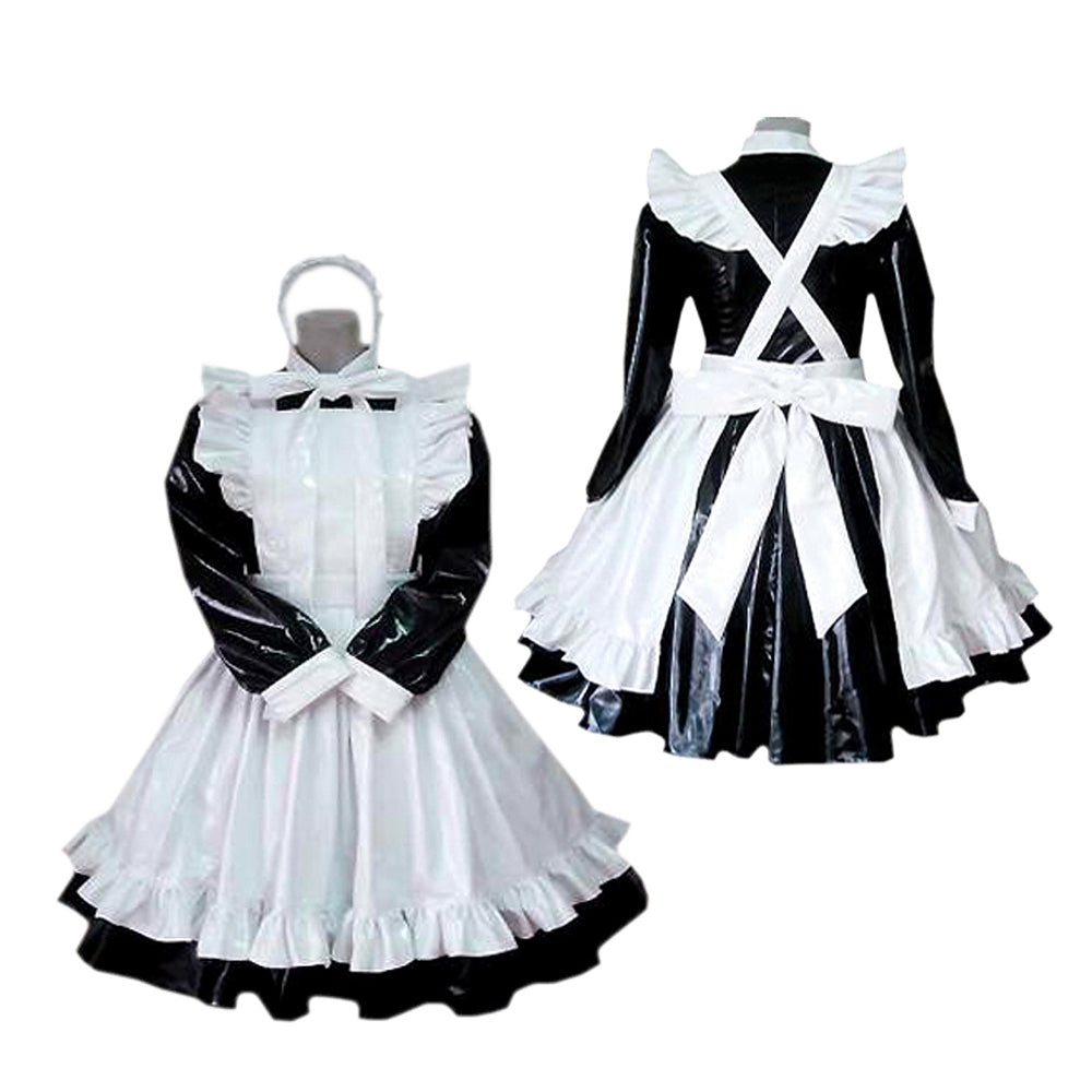 schwarzes enges PVC-Kleid CK929