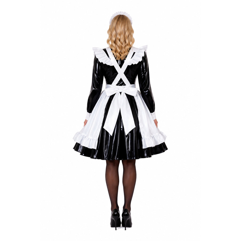 schwarzes enges PVC-Kleid CK929