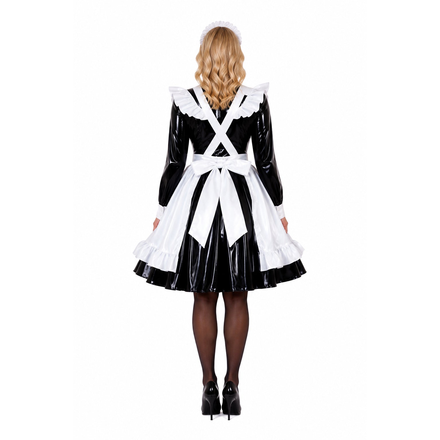 schwarzes enges PVC-Kleid CK929