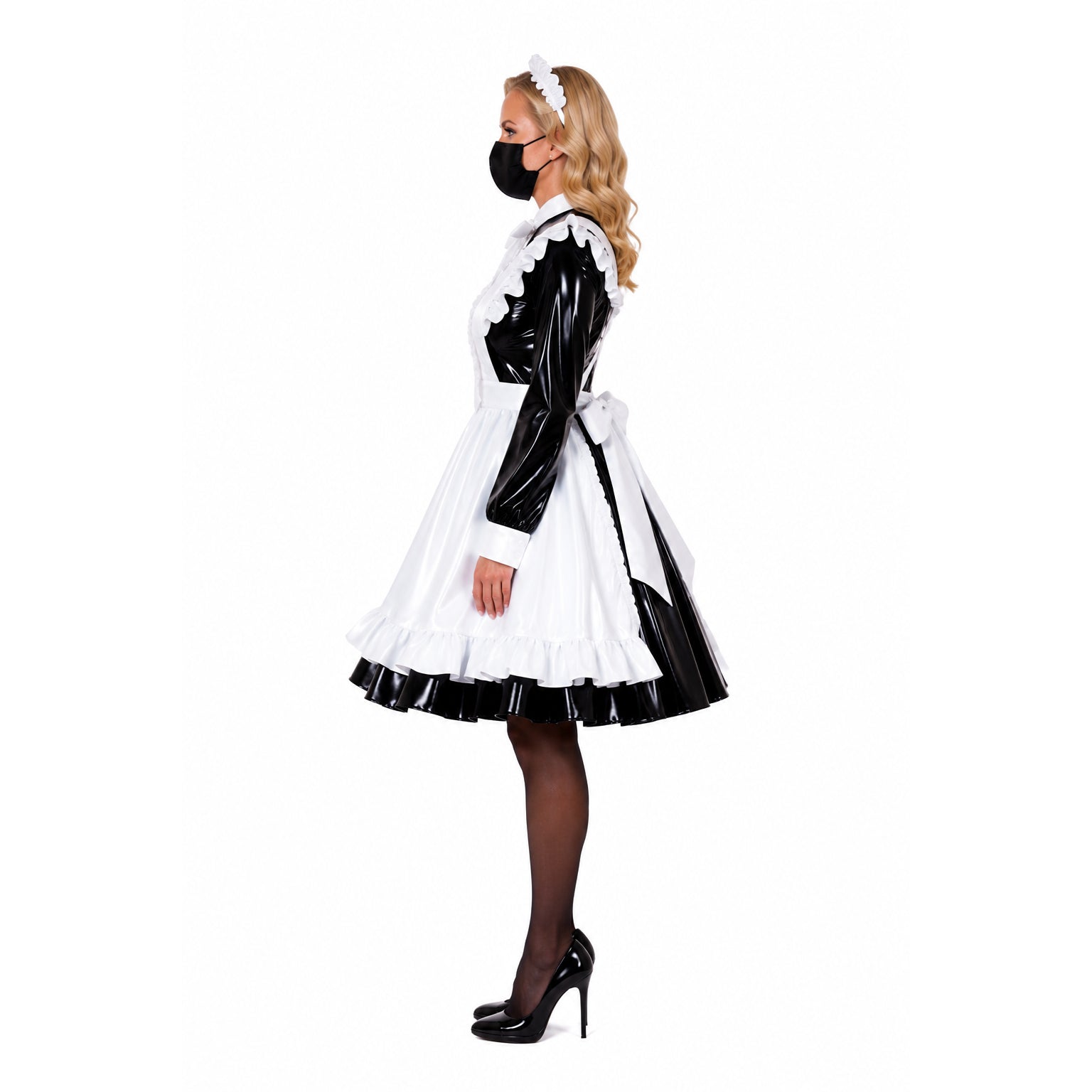 schwarzes enges PVC-Kleid CK929