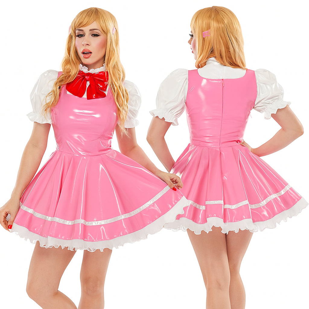rosa dünnes PVC-Kleid CK945
