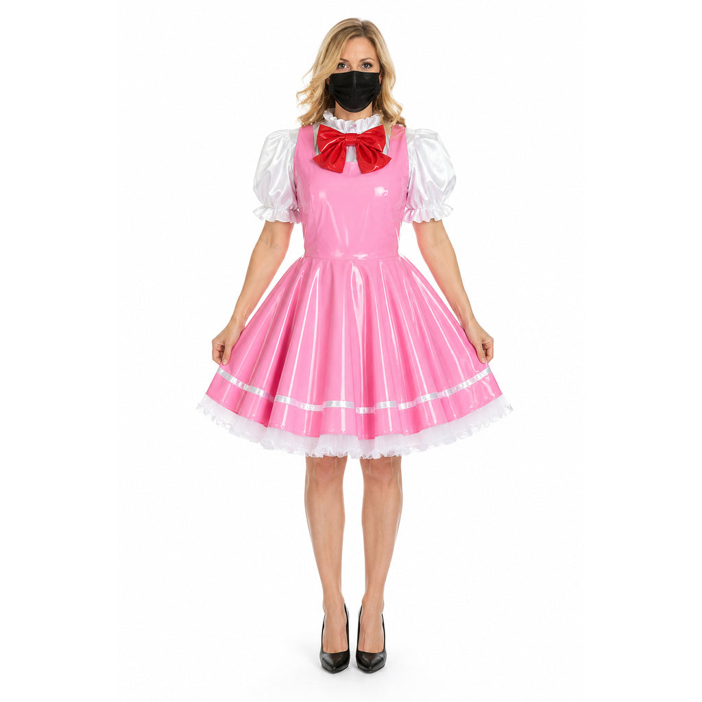 rosa dünnes PVC-Kleid CK945