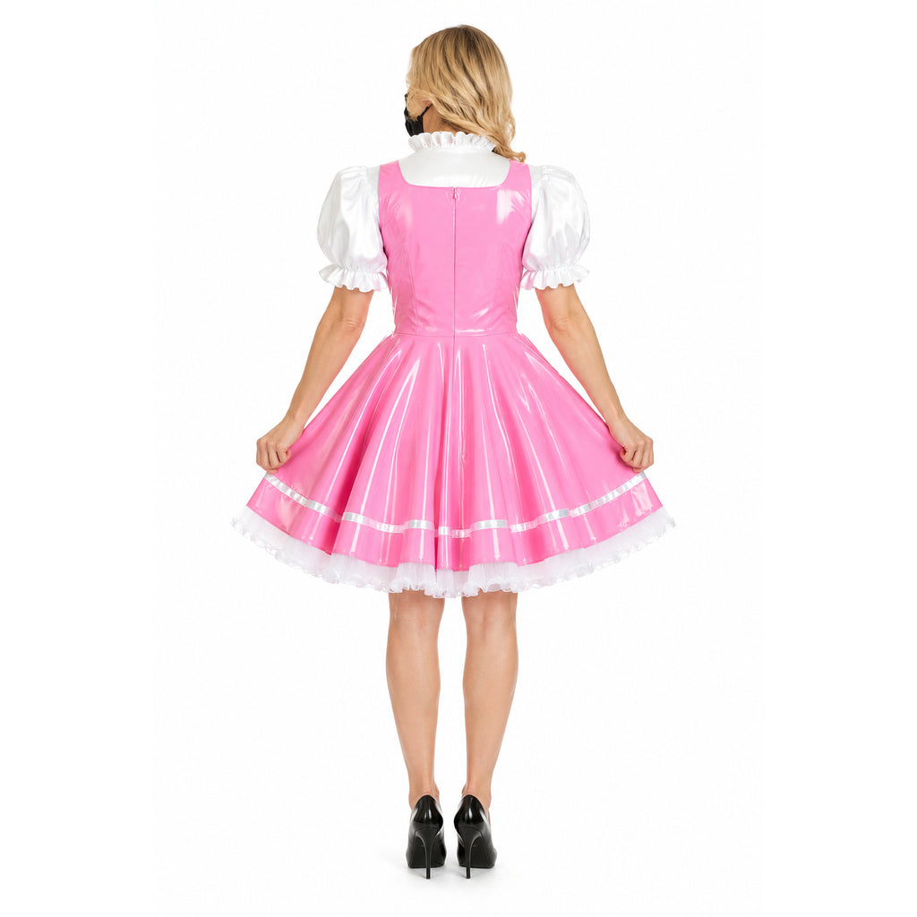 rosa dünnes PVC-Kleid CK945