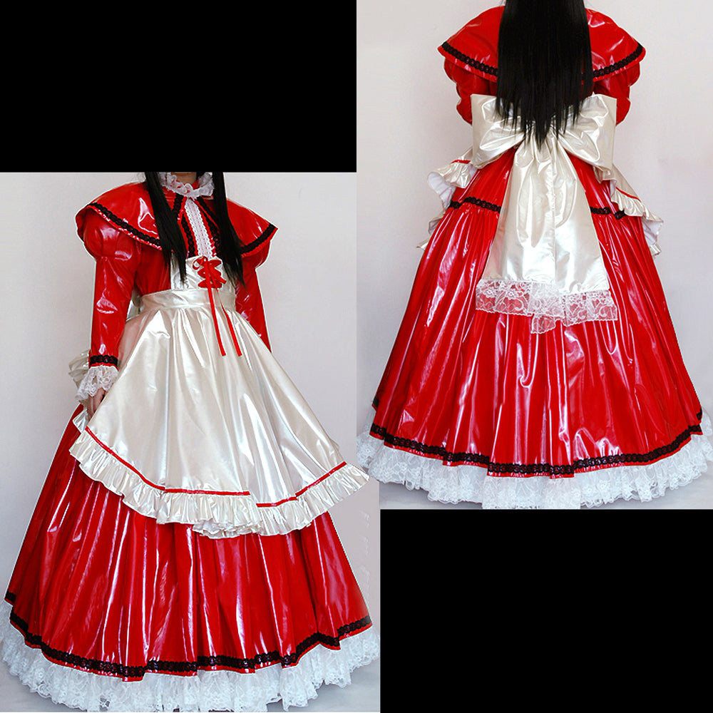 rotes, dünnes PVC-Kleid CK948