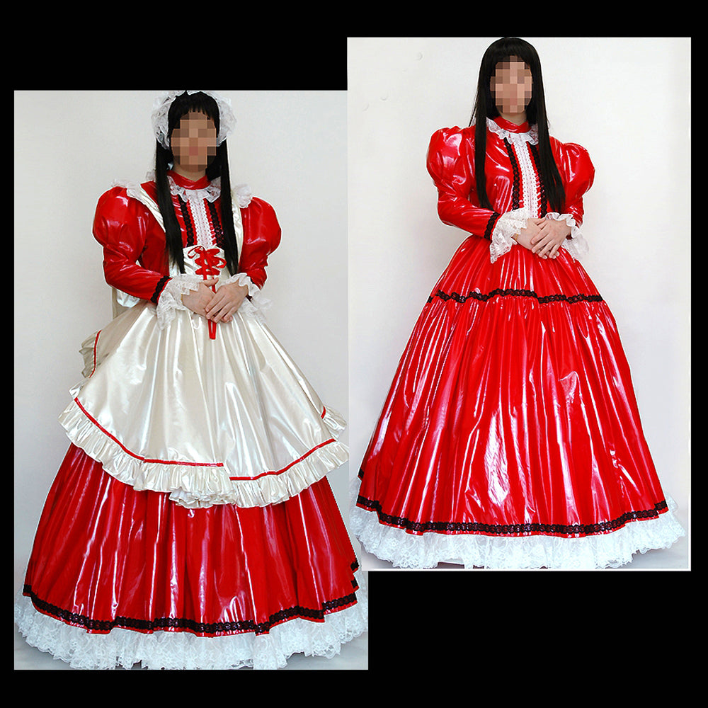 rotes, dünnes PVC-Kleid CK948