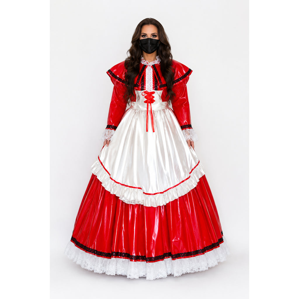 rotes, dünnes PVC-Kleid CK948