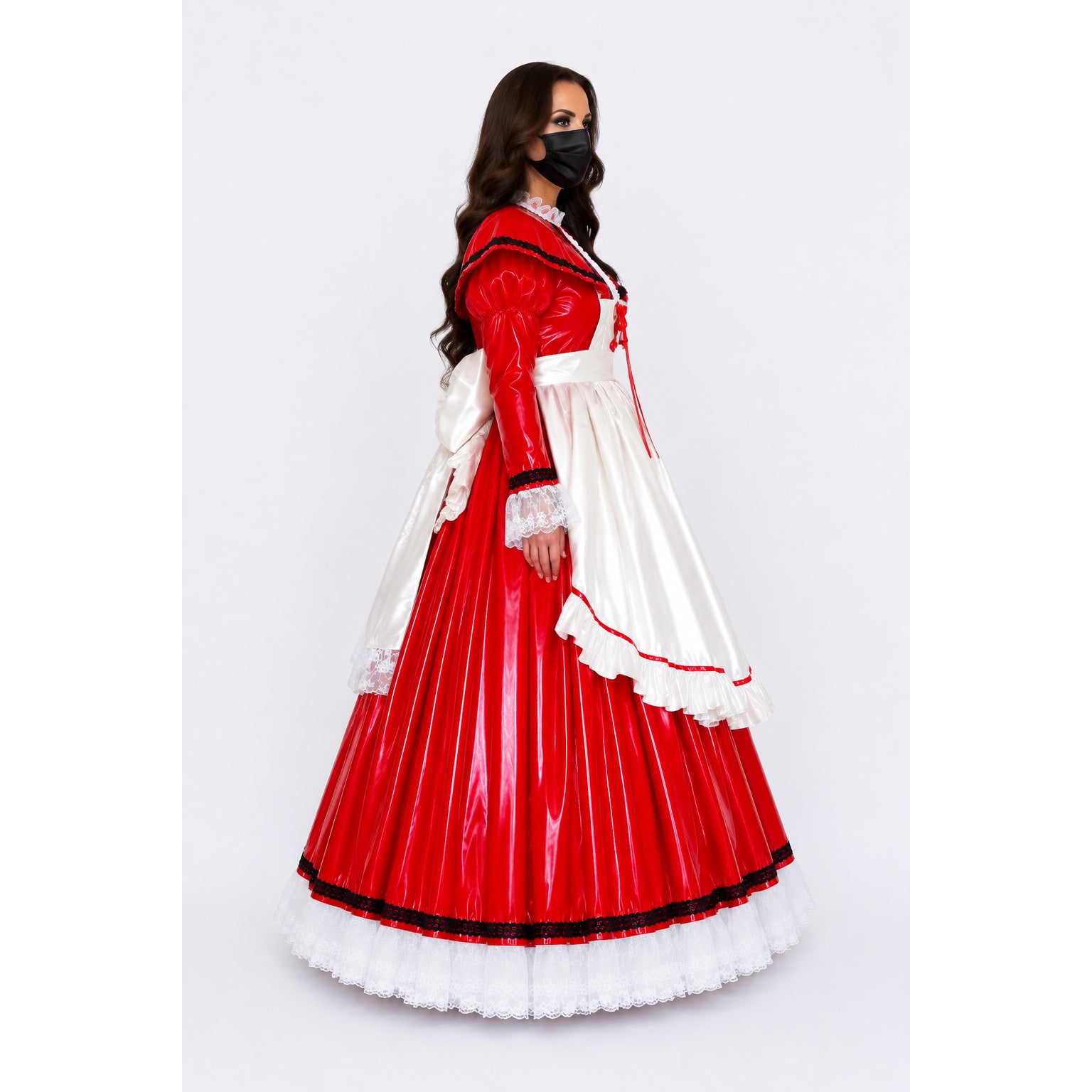 rotes, dünnes PVC-Kleid CK948