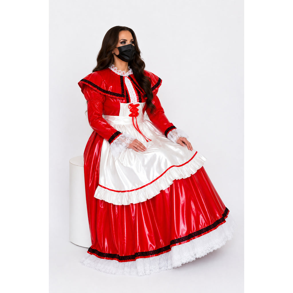 rotes, dünnes PVC-Kleid CK948