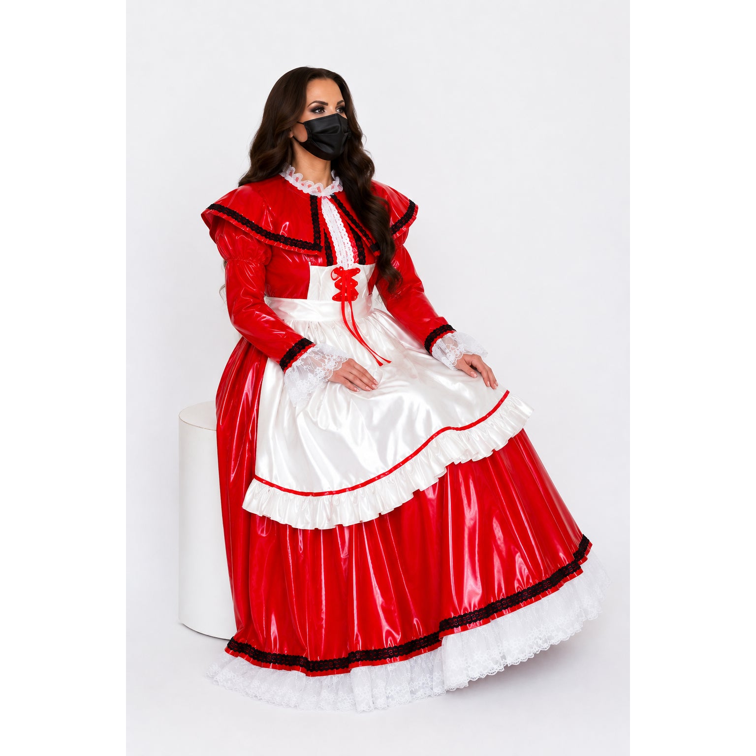 rotes, dünnes PVC-Kleid CK948