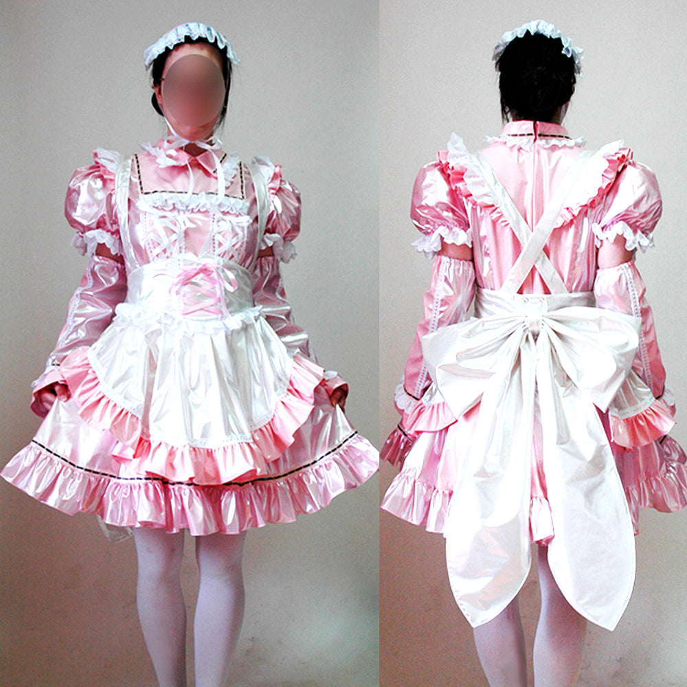 rosa dünnes PVC-Kleid CK949
