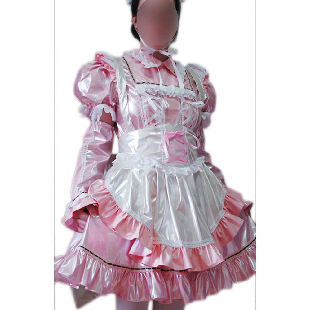 rosa dünnes PVC-Kleid CK949