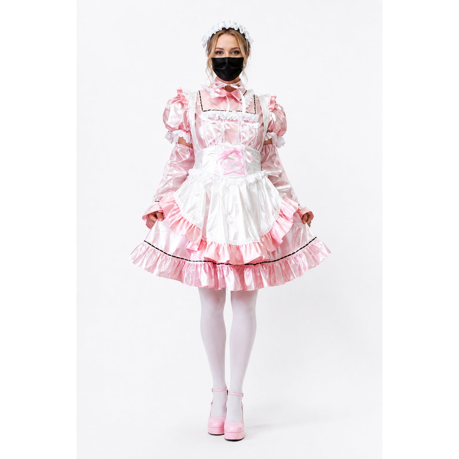rosa dünnes PVC-Kleid CK949