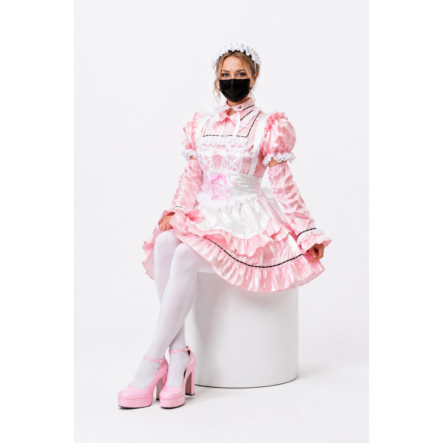 rosa dünnes PVC-Kleid CK949