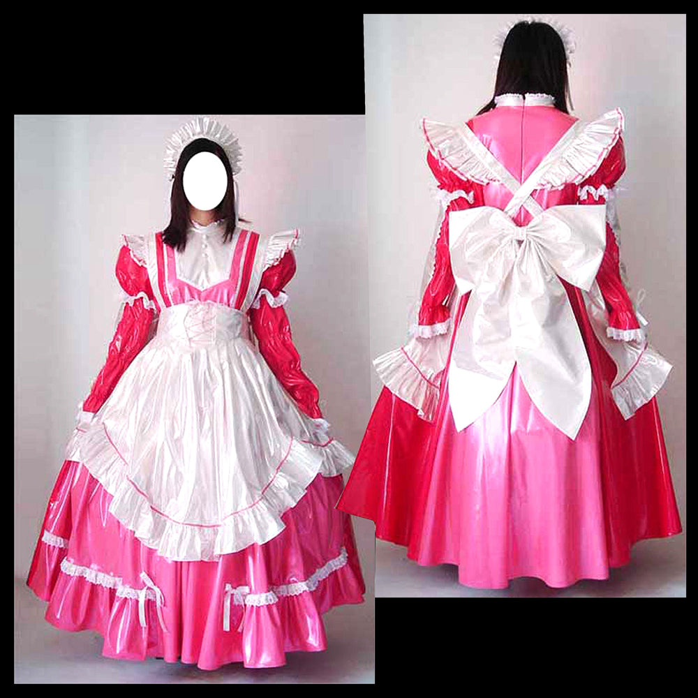 Heißes pinkes, dünnes PVC-Kleid CK950