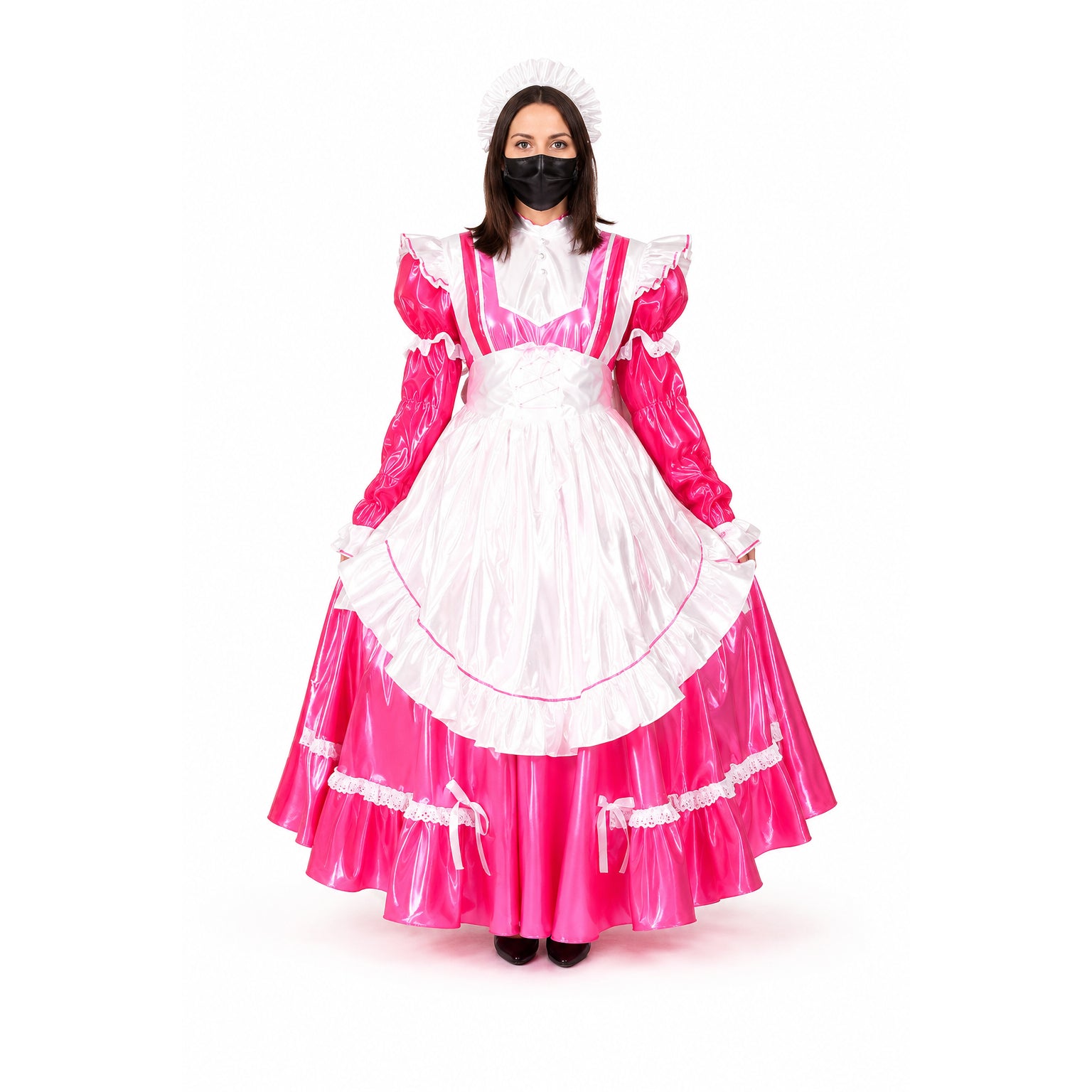 Heißes pinkes, dünnes PVC-Kleid CK950