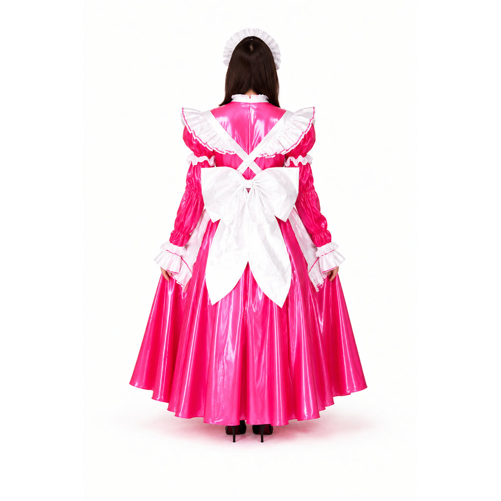 Heißes pinkes, dünnes PVC-Kleid CK950
