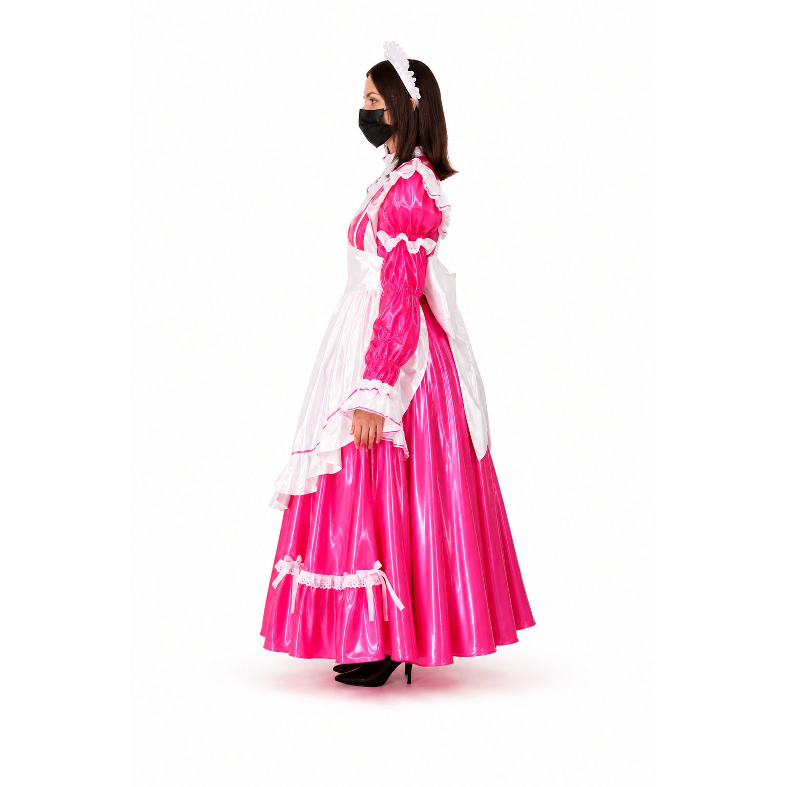 Heißes pinkes, dünnes PVC-Kleid CK950
